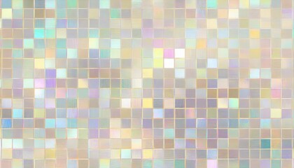 seamless iridescent silver holographic chrome foil vaporwave mosaic square background texture pearlescent pastel rainbow prism pixel glitch effect pattern retro 80s webpunk abstract