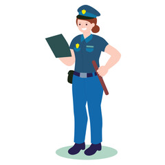 Female police officer who is looking at assignment notes and agendas