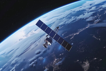 Global internet telecommunications network in space with satellites equipped with solar panels
