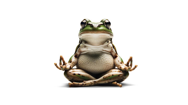 Meditating frog on a transparent background