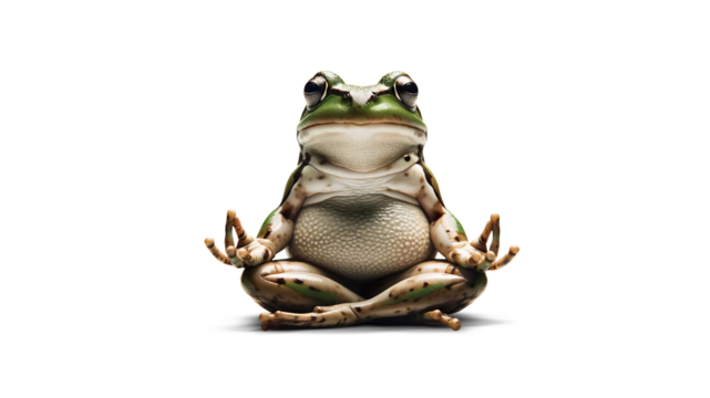 Meditating frog on a transparent background