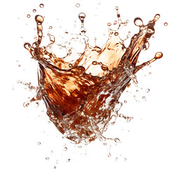 Cola splash isolated on white and transparent background