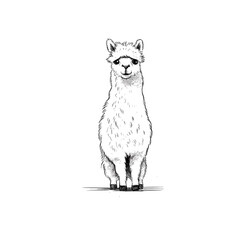 Fototapeta premium Llama hembra hand-drawn illustration. Llama hembra. Vector doodle style cartoon illustration