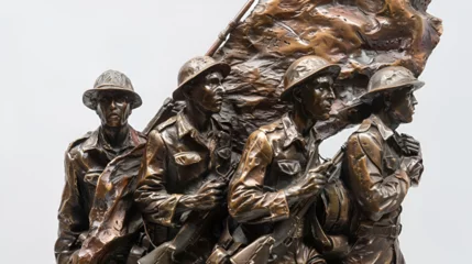 Fotobehang  Off-center upclose bronze sculpture of soldiers carr © Aliyah
