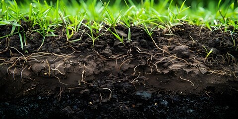 Closeup image of soil cros. Concept Closeup Photography, Nature, Soil Texture - obrazy, fototapety, plakaty