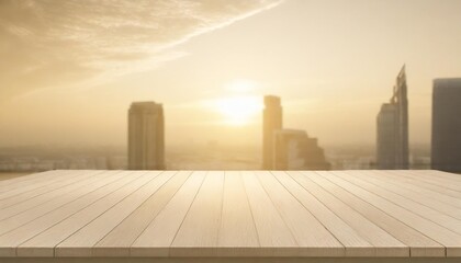wood table top on white abstract background form office building