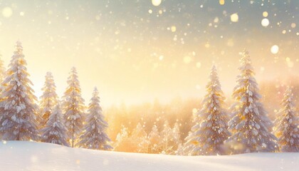 merry christmas happy new year greeting background winter with snow covered trees with copy space
