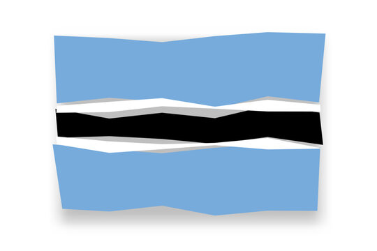 Botswana flag  - stylish flag mosaic of colorful papercuts. Vector illustration with dropped shadow isolated on white background