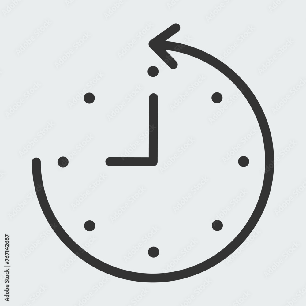 Poster alarm clock or timer icon outline style. stock illustration.