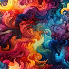 Seamless abstract rainbow waves decor pattern background