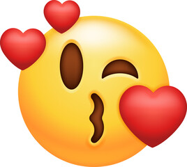 Face Blowing Kiss With Hearts Emoji Icon - 767143049