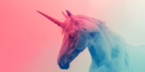 Magical unicorn portrait with a hipster twist, set against a dreamy gradient background