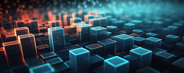 Fototapeta premium Digital background. Can be used in the description of network abilities, technological processes, digital storages, science, education, etc.