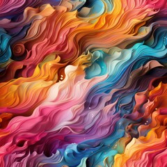 Seamless abstract rainbow waves and shapes texture pattern background