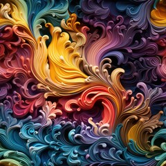 Fototapeta premium Seamless abstract rainbow waves and shapes texture pattern background