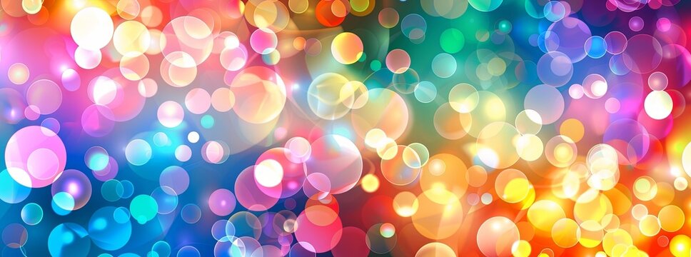 Abstract background with colorful bokeh lights on white, illustration