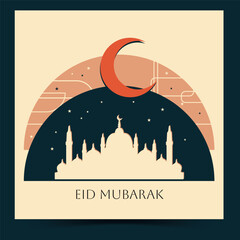 Eid Mubarak Poster design. Arabic Islamic Elegant White and Golden Luxury Ornamental Background with Islamic Pattern and Decorative Ornament Frame