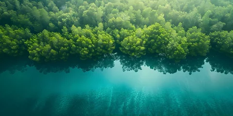 Fotobehang Mangroves and sustainable fishing practices showcase the vital role of ecosystems in climate resilience and carbon sequestration. Concept Climate Resilience, Mangrove Ecosystems, Sustainable Fishing © Ян Заболотний