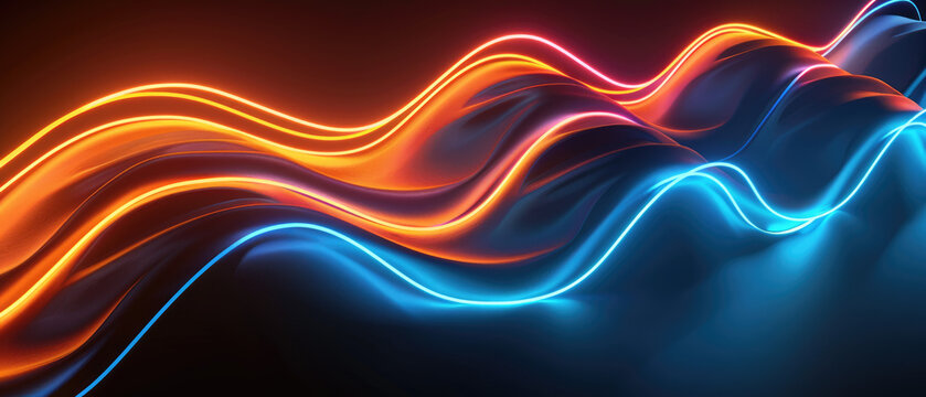 Glowing waves flowing in a rhythmic pattern