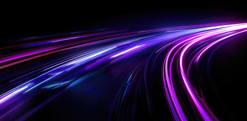 Vivid purple and blue neon light trails