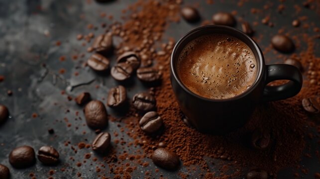 /imagine: Aromatic Coffee Beans Composition, Rich Aroma, Espresso, Barista Quality, Coffee Shop Vibe, 
