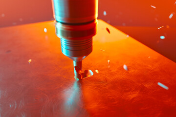 Expert CNC Milling: Crafting a Heart-Shape in Metal Against Red Hues - 767147285