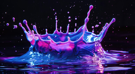 Dynamic liquid splash with blue and pink