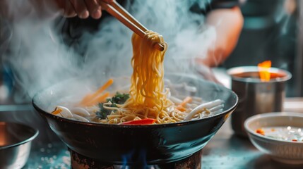 /imagine Authentic Ramen Bowl Photography, Steamy, Flavorful Broth, Tantalizing, Noodle 
