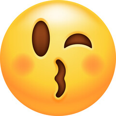 Emoji Face Puckered Lips Kissing Blushing Winking Icon - 767147882