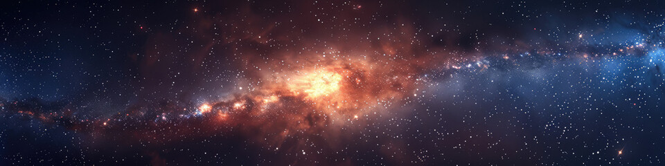 Fiery galactic core in a star-filled night - obrazy, fototapety, plakaty