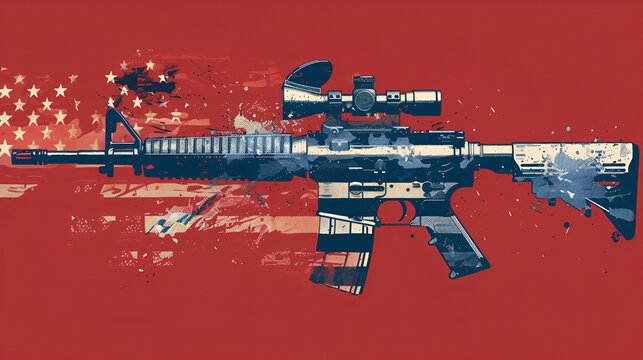  2D M16A4 rifle in American flag color vector