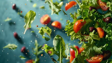 /imagine: Fresh Salad Photography, Crisp, Nutrient-packed, Refreshing, Healthy, Natural background...