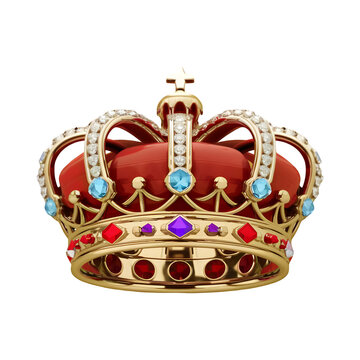 Beautiful gems stones embed crown png isolated on transparent background