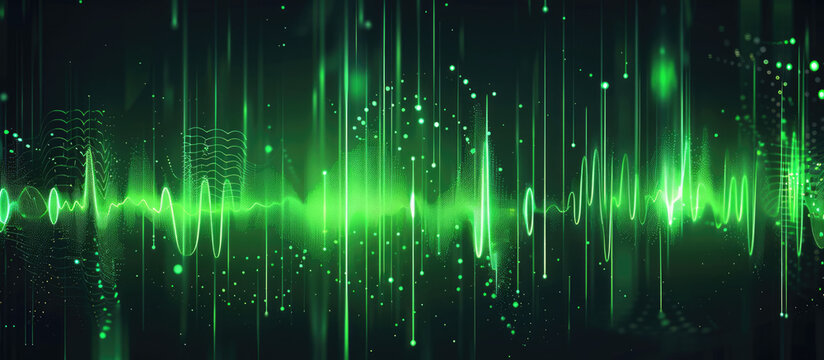 Green digital wave on technological background