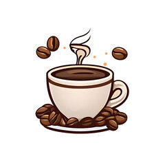 Obraz premium Cup of Fresh Coffee. Vector Illustration.. Decorative Design for Cafeteria, Posters, Banners, Cards.