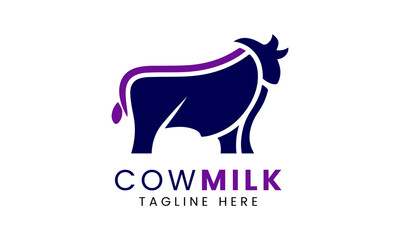 Cow milk animal farm beef minimalist modern logo icon symbol vector design template idea