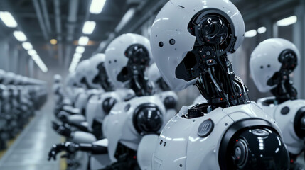 Fototapeta premium Humanoid Robots on Production Line