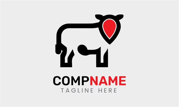 Cow milk animal farm beef minimalist modern logo icon symbol vector design template idea