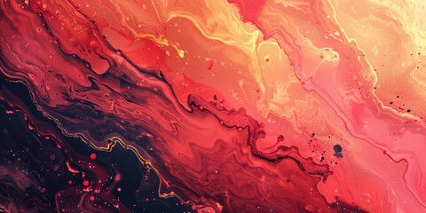 Vibrant red and black abstract liquid art
