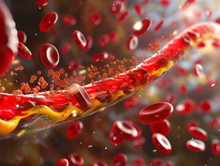 Virtual image showing cholesterol in the bloodstream