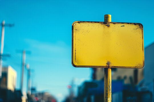 photo of blank yellow roadsign