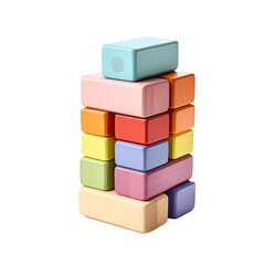 Colorful Toy Wooden Blocks on White Background