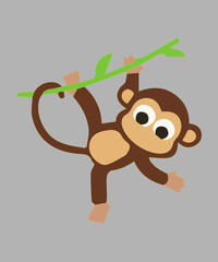 Cute Monkey Cartoon Vector Icon Illustration Animal Holiday