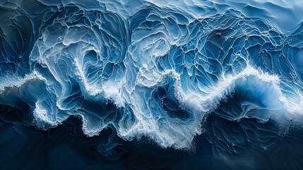 Title: Abstract Ocean Waves in Resplendent Shades of Blue - obrazy, fototapety, plakaty