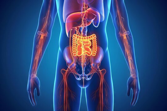 Human urinary system anatomy, kidneys and bladder illustration