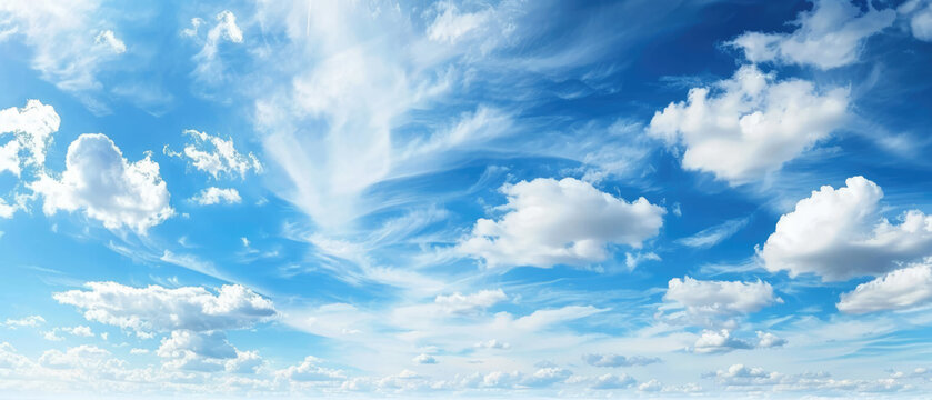Bright blue sky with soft clouds dispersed across