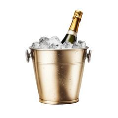 PNG Champagne bottle in the bucket with ice cubes