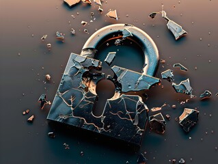Dramatic of Broken Padlock Symbolizing Email Security Breach and Importance of Robust Protective Measures
