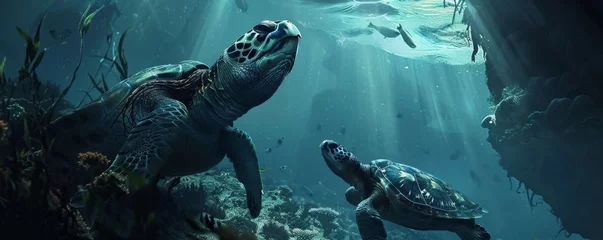 Wandcirkels plexiglas sea turtle © megavectors