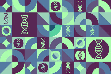 National DNA Day. April 25. Seamless geometric pattern. Template for background, banner, card, poster. Vector EPS10 illustration.
